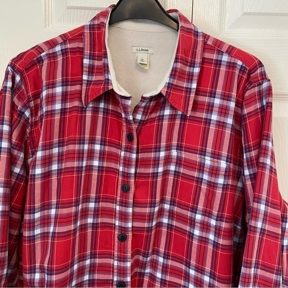 L.L. Bean Women's Fleece-Lined Flannel Shirt, Snap-Front Plaid Shirt Shacket 1X - Picture 8 of 9